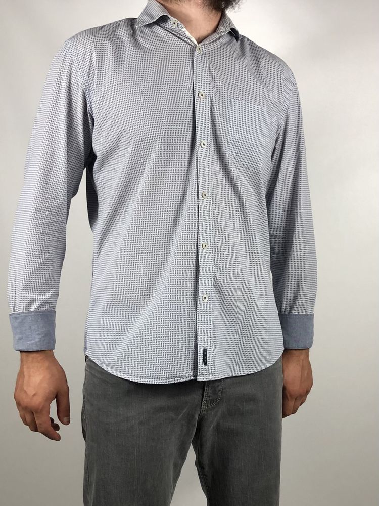 Niebieska elegancka koszula męska Marc O’Polo regular fit dl.rękaw