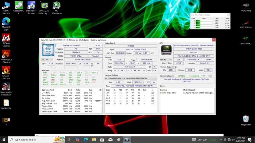 HP Z2 Mini G3 Workstation XEON E3-1245 v5|16Gb|256|Quadro M620/2Gb