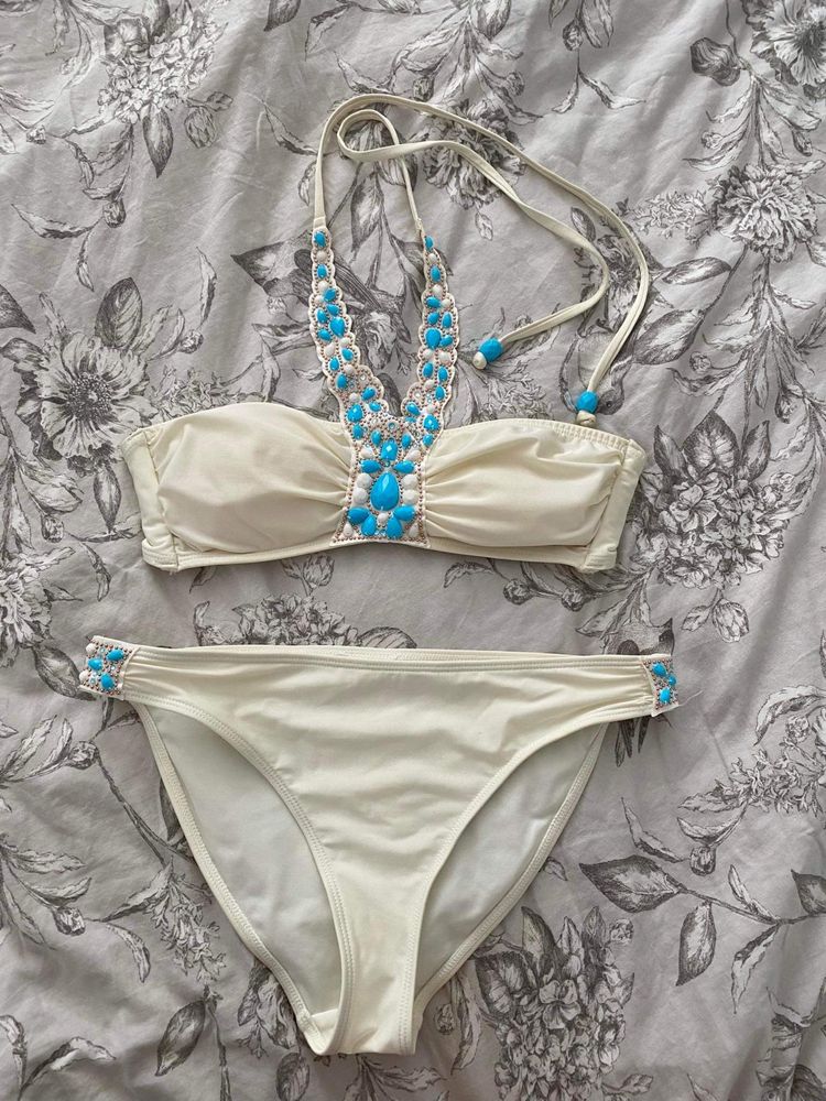 Kremowy strój kąpielowy XS S bikini H&M