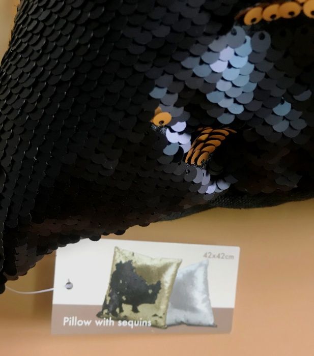 Декоративна подушка хамелеон з паєток (подушка антистрес), 42х42 см.
