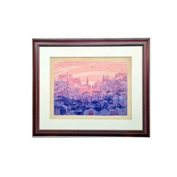 Quadro serigrafia da paisagem do Porto, do artista Júlio Capela