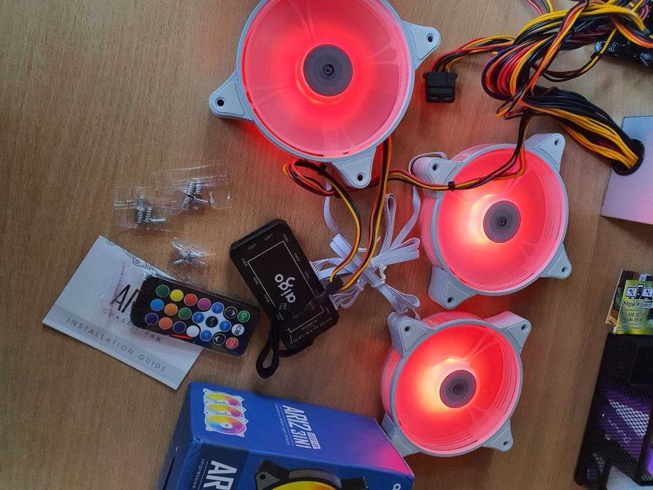 Кулера 120мм 3 шт ALGO AR12 ARGB с контроллером и пультом.