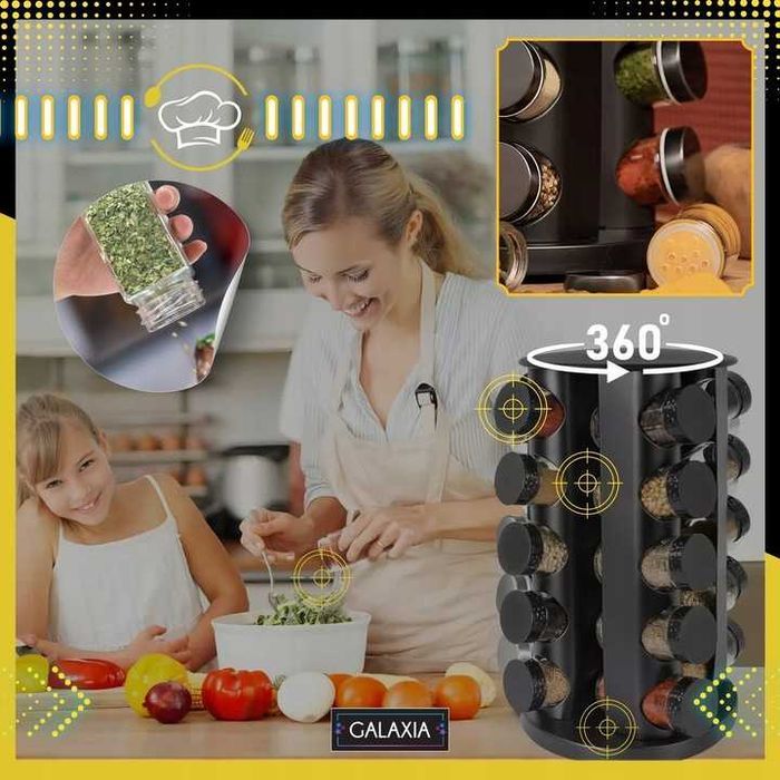 STOJAK NA PRZYPRAWY Pojemniki 20 szt Słoiczki Słoiki + NAKLEJKI