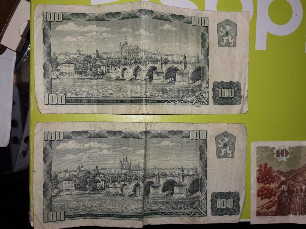 Чехословацкие боны 100 крон 1961 года и 10 1986