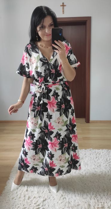 Sukienka długa maxi w kwiaty