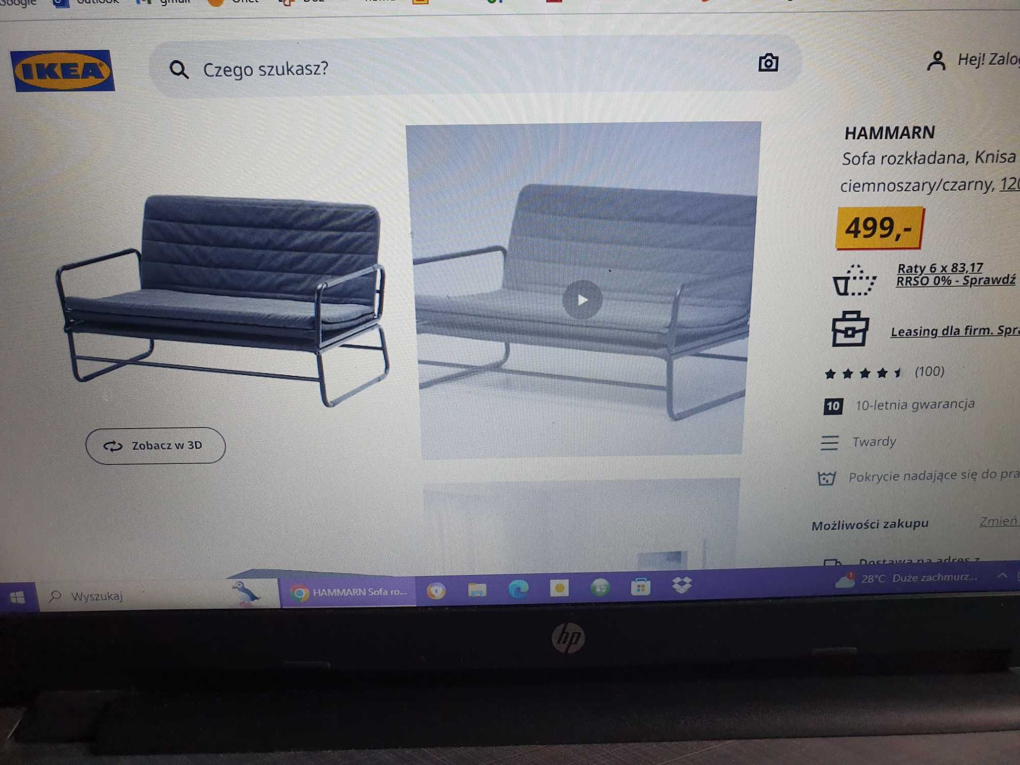 Sofa HAMMARN IKEA szara  nowa