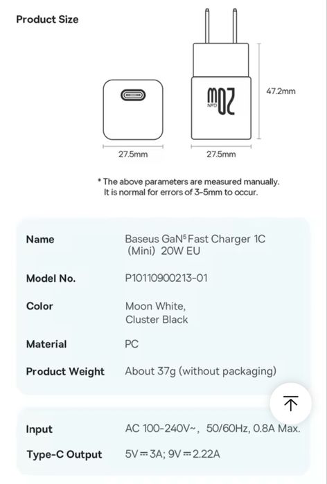Найкомпактніша зарядка Baseus 20W GaN 5