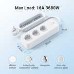 Eightree Listwa zasilająca Smart Power Strip Wi-Fi z 3 przyłączami AC