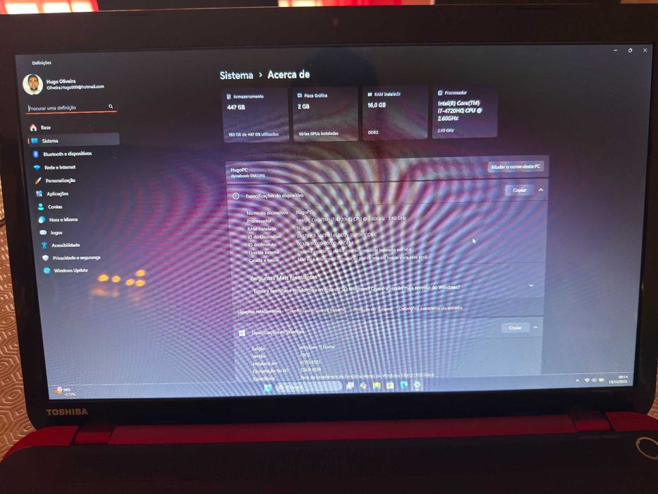 Toshiba Qosmio X70 – i7 / 16GB RAM / Radeon R9 – Muito Bom Estado