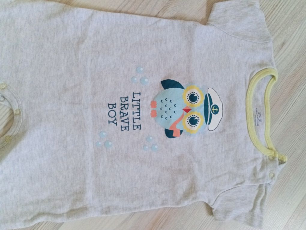 Rampers unisex wiosna lato sowa rampersy szary 86 print