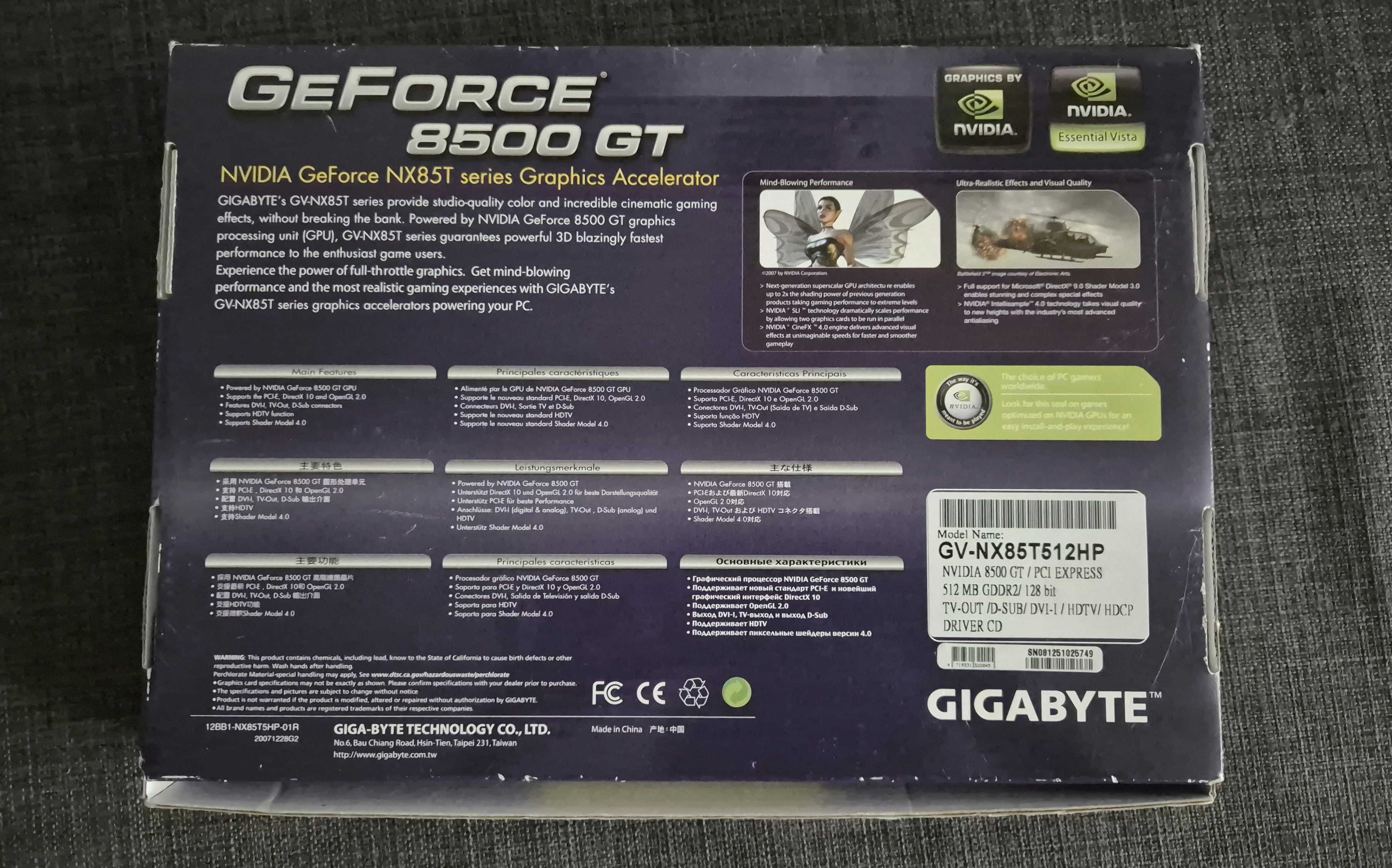 Karta graficzna Gigabyte nvidia Geforce 8500 gt 512mb box