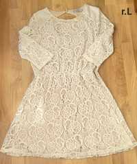 Sukienka koronkowa białe ecrue L 40