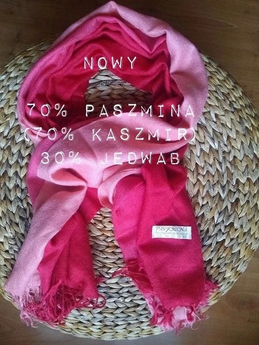 Pashmina, Elegancki szal kaszmirowo jedwabny, 70% Cashmere 30% Silk