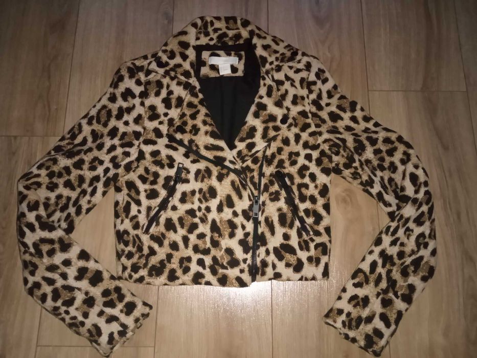 H&M krótka kurtka panterka XS