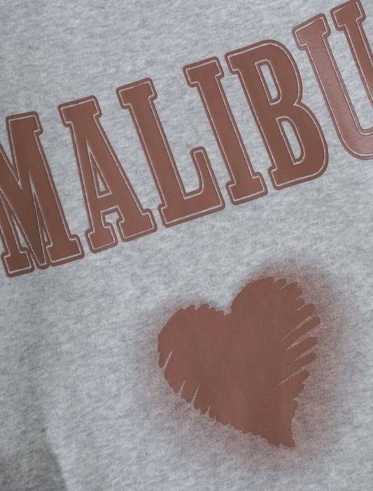 Gráfico de Coração & Letra Revestido Térmico Moletom