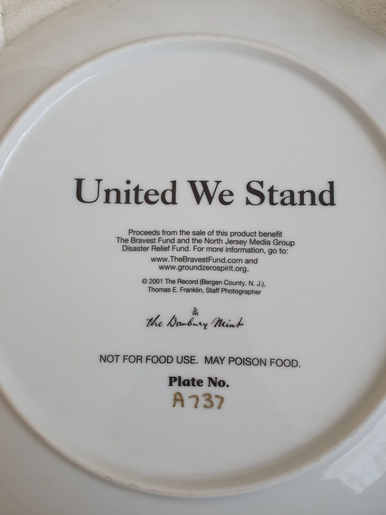 talerz ozdobny United We Stand kolekcjonerski USA Stany Zjednoczone