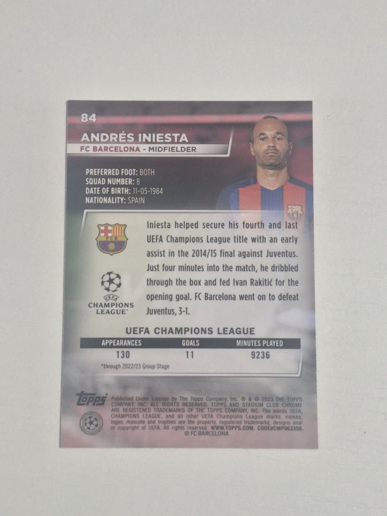 Karty piłkarskie Topps Stadium Chrome Season 2022/23 INIESTA Barcelona