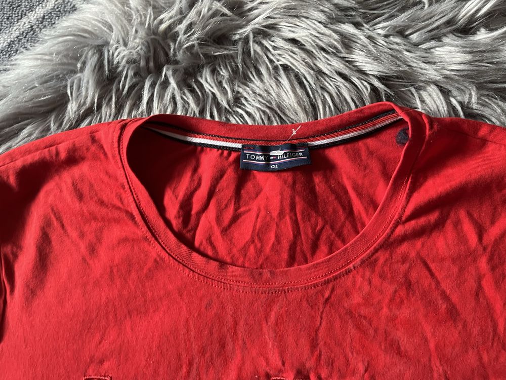 Tommy Hilfiger koszulka t-shirt czerwona logo L/XL