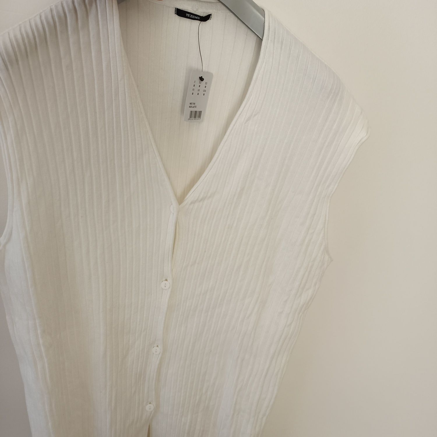 Biała długa bluzka kamizelka rozmiar M wiskoza Tezenis