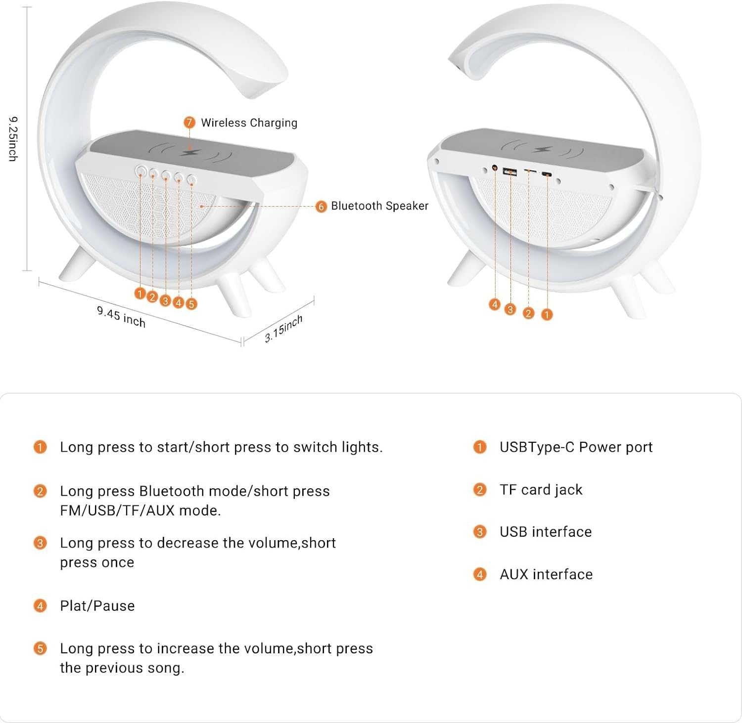 Nowa lampka bezprzewodowa bluetooth/ LED/ ładowarka/ głośnik !961!