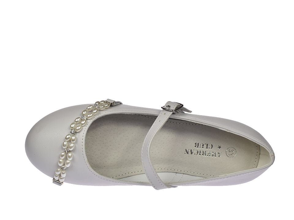 Buty komunijne dziewczęce balerinki białe K48/23  roz. 33