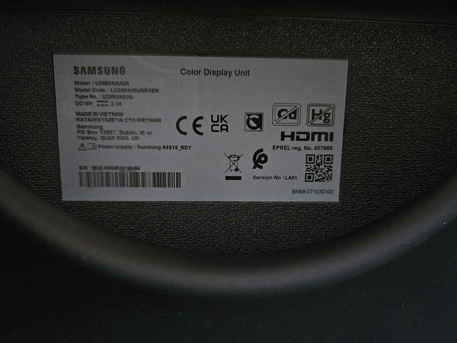 Monitor Samsung 28" 4k HDR LU28R550UQPXEN + podświetlenie LED RGB