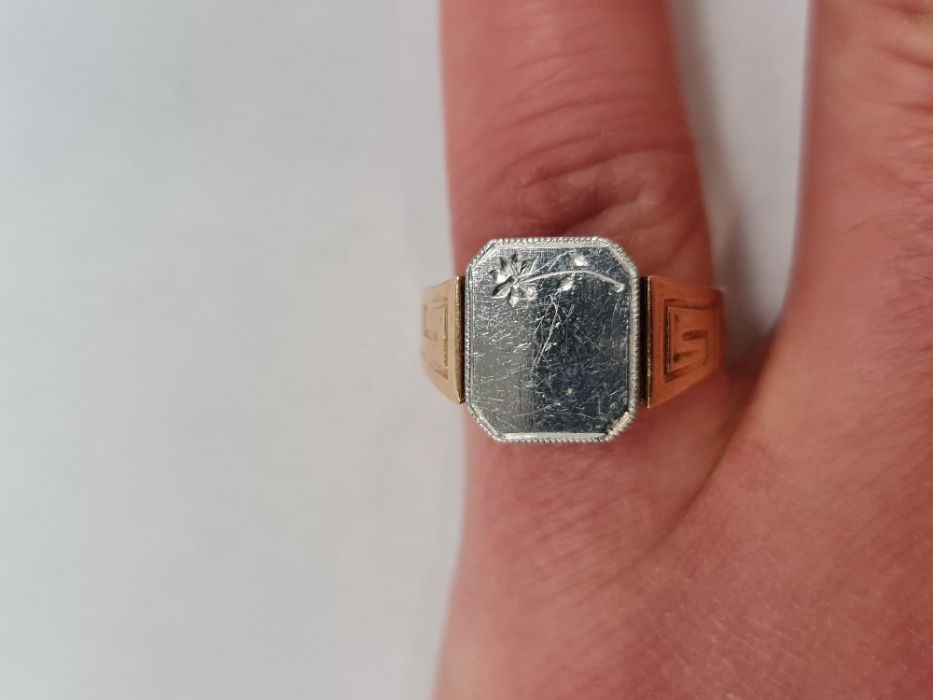 Wyjątkowy! Złoty sygnet męski/ Retro/ 6.24g/ R20/ 585 + Platyna