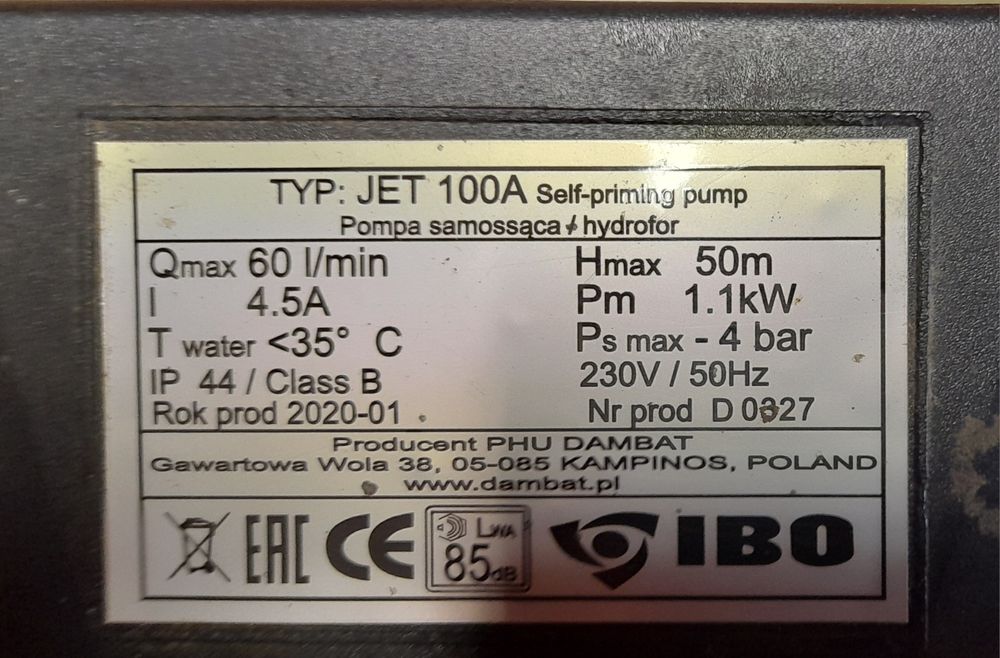 Silnik pompy wody do podlewania 1.1kw marki IBO 230v