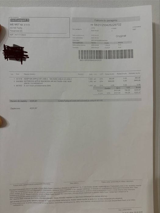 MacBook Air M2 16GB RAM/256B 13"6 Gwarancja|Akcesoria|Nowy