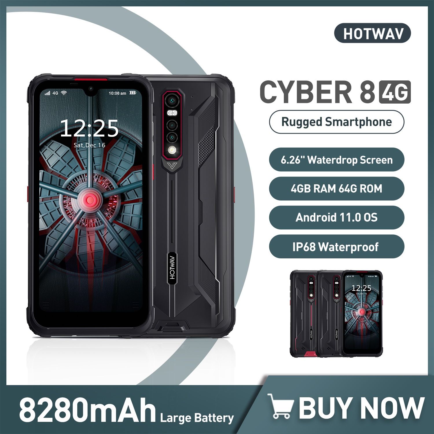 Захищений смартфон Hotwav Cyber 8 4+64Gb, 8280 mAh защищённый