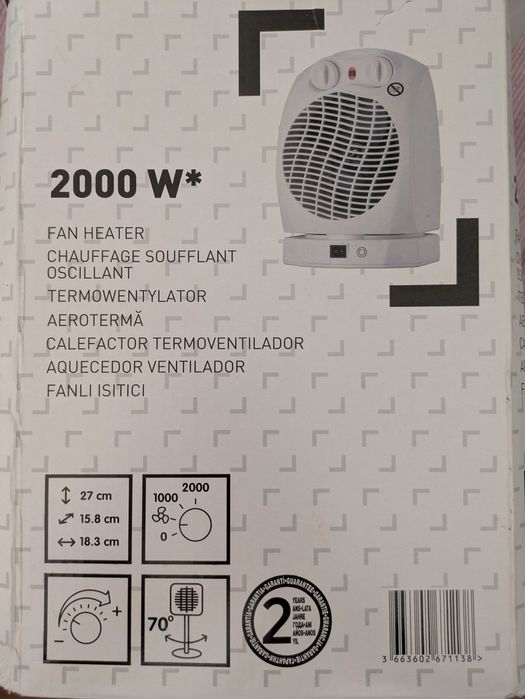 Ventoinha e aquecedor 2 em 1  – 2000W, Como Novo