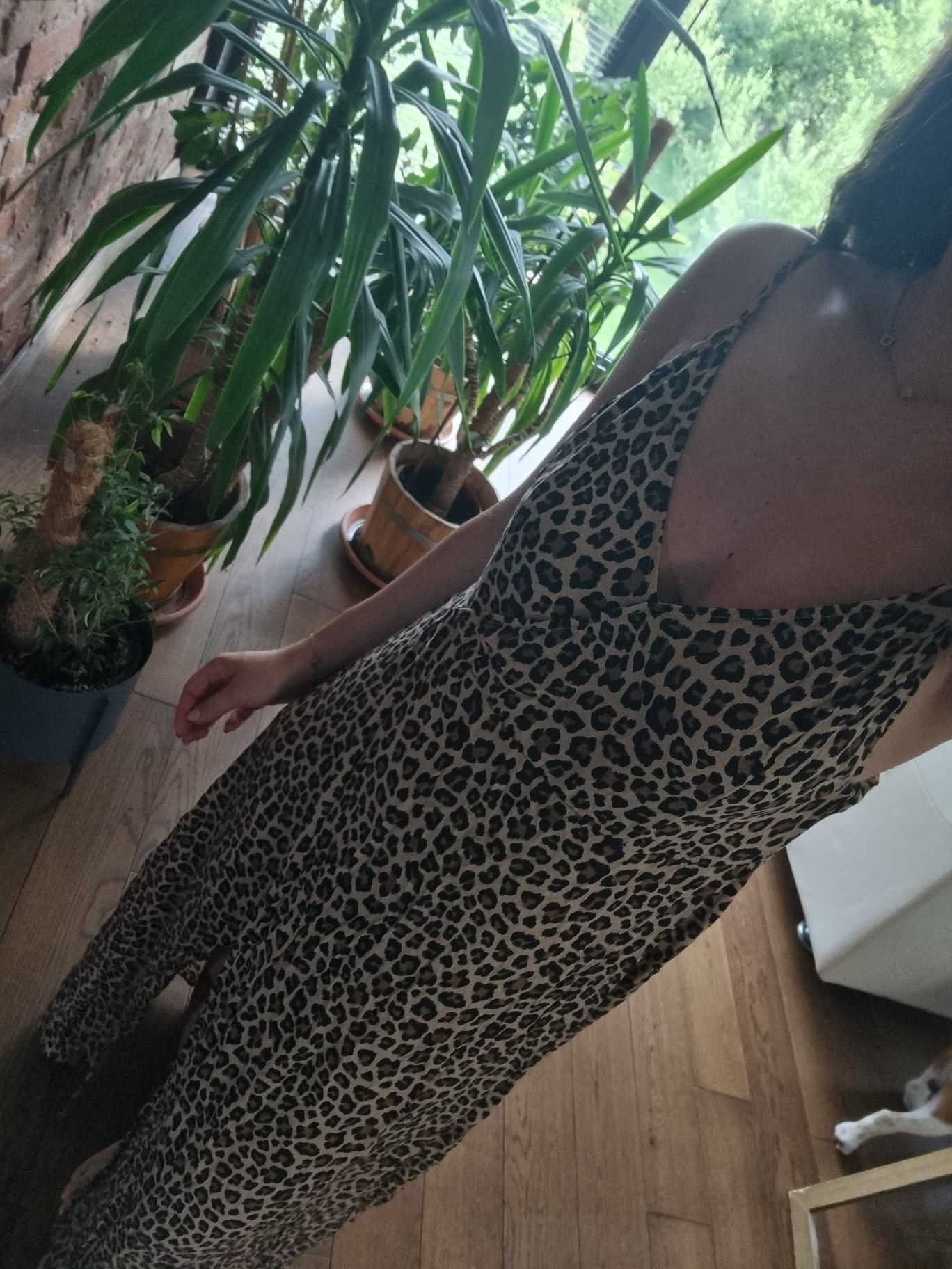Długa letnia sukienka w panterkę z wiskozy H&M r. M/L
