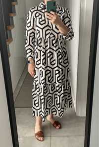 Sukienka w geometryczne wzory czarno biala szmizjerka 36 S