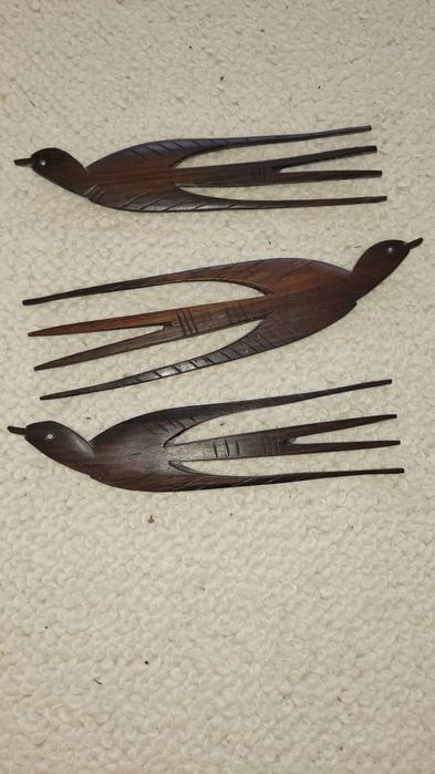 Ptaszki z drzewa hebanowego vintage Kenia