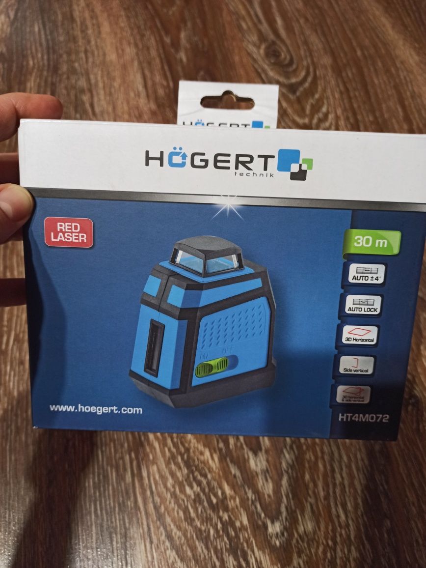 Poziomnica laserowa czerwona 30 m 3D Hogert HT4M072 nowa