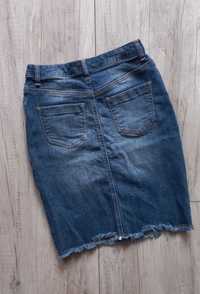 jeansowa ołówkowa spódnica top secret rozmiar xs wstawki