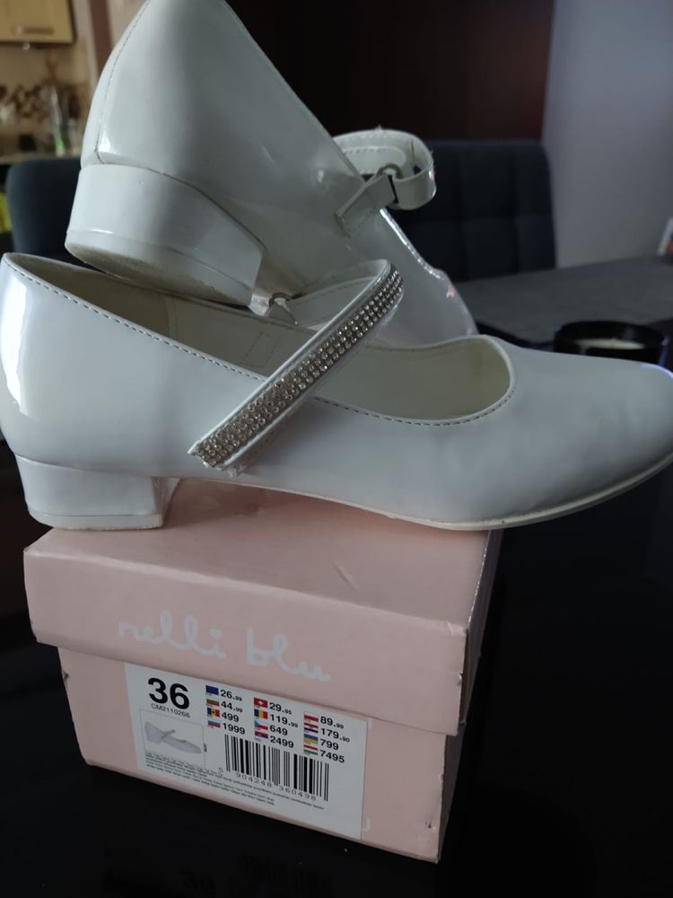 Buty eleganckie białe dla dziewczynki 36
