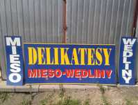 Baner Napis Reklama Mięso Wędliny Blacha Ocynk Delikatesy Sklep Centru