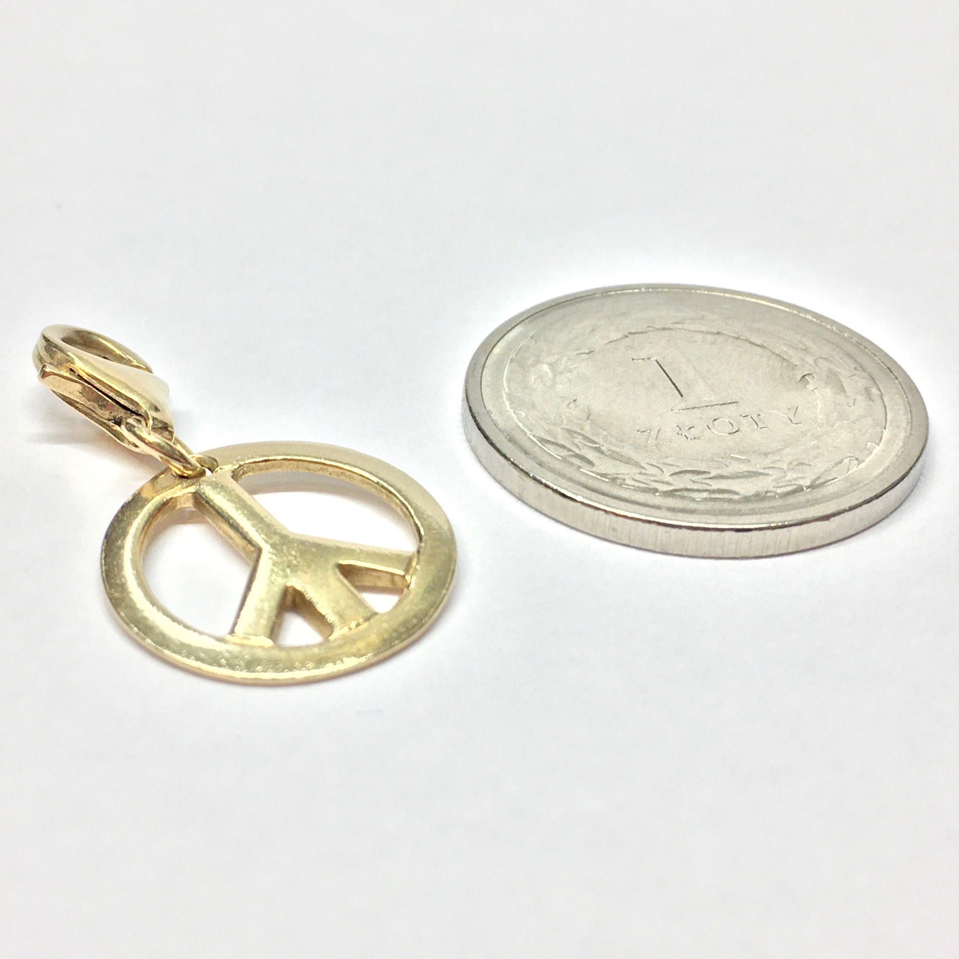 Złota ZAWIESZKA 585 14K Wisiorek PEACE symbol POKOJU modny dodatek