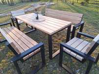 Bukowe Meble Ogrodowe Wypoczynkowe/ Na taras Loft Drewno Metalowe nogi