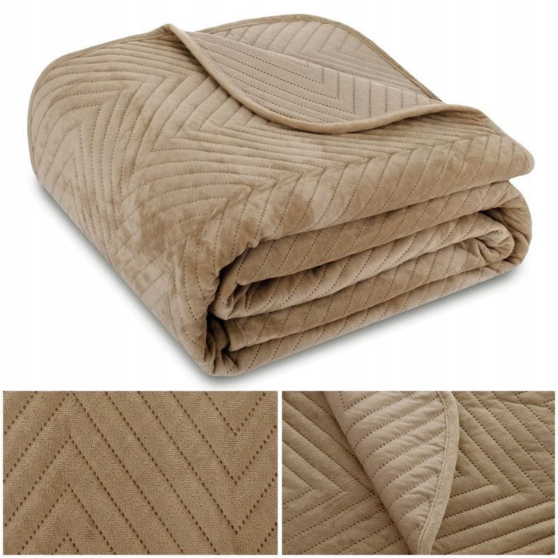 Narzuta na łóżko kanapę 200x220 Welurowa velvet pikowana kapa Caden Be