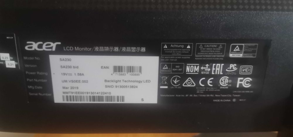 Monitor Acer SA230 IPS 23" Full HD + 2x HDMI gratis