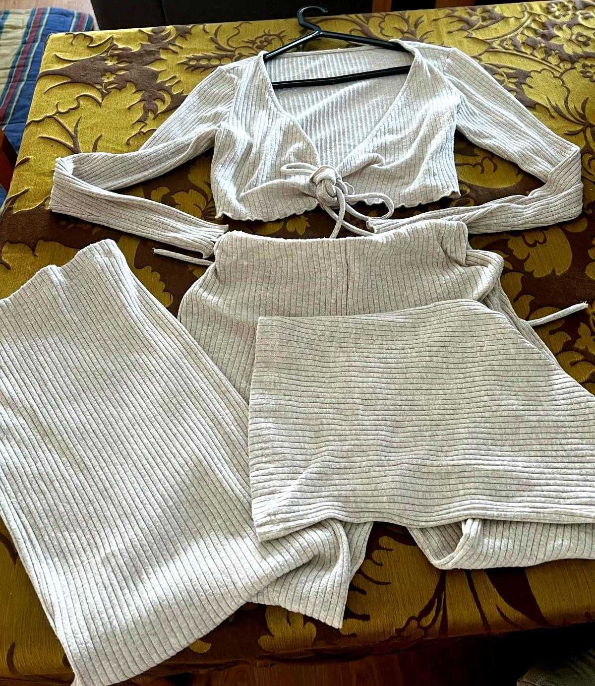 Conjunto/Two-pieces/Twin-set/Duas peças Crop Top calças largas Bershka