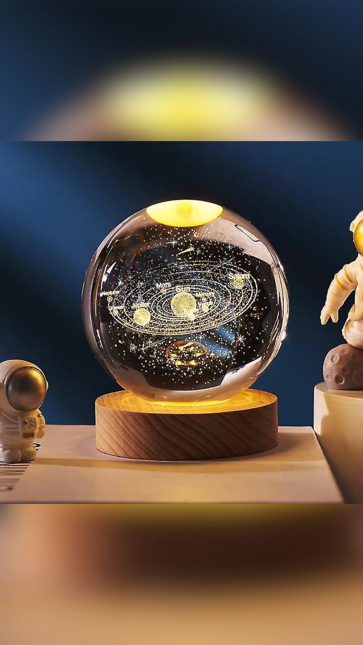 Опт 3D светильник-ночник светодиодный хрустальный шар с солнечной сис