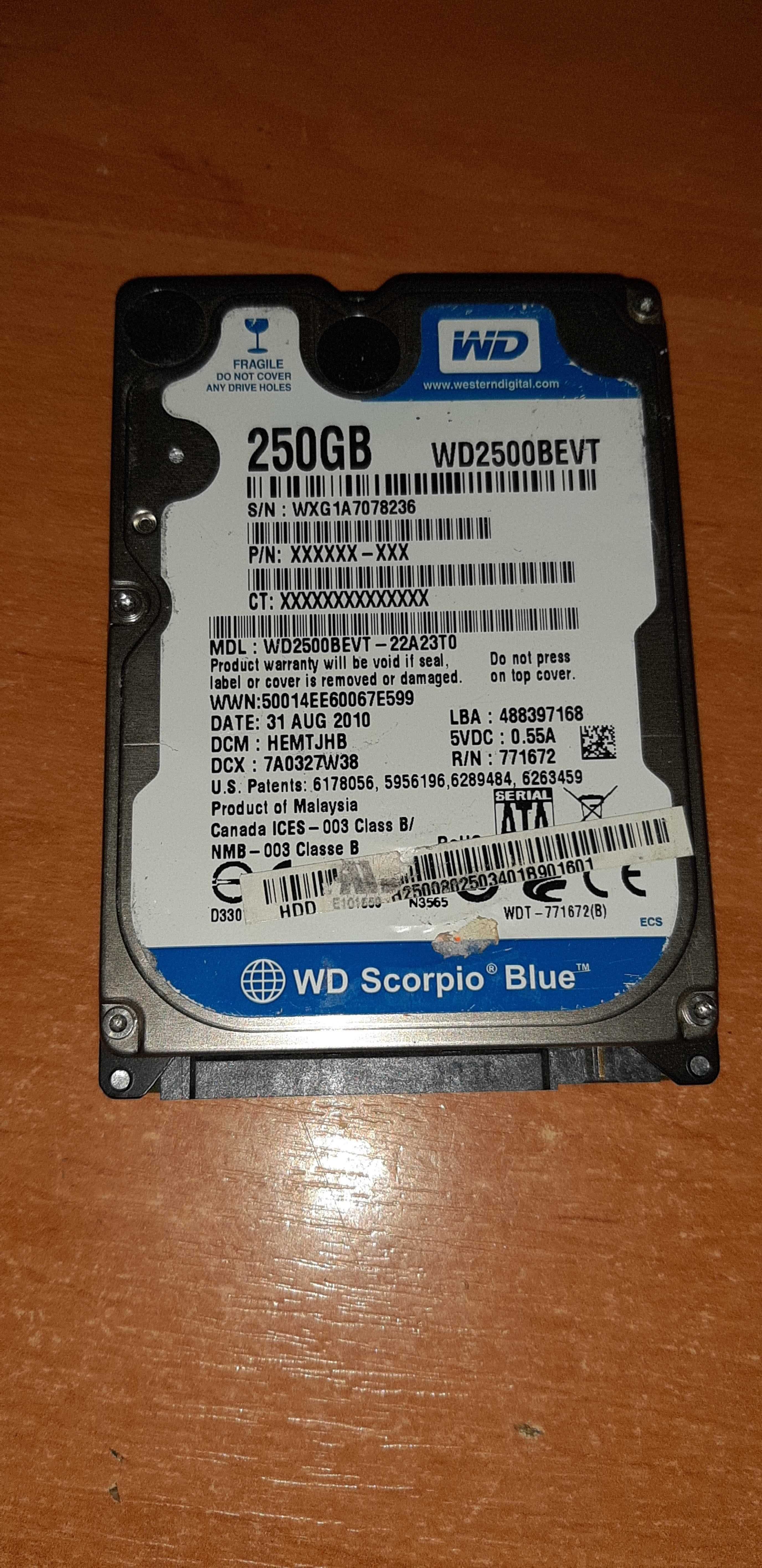 Жесткий диск Western Digital Scorpio Blue 250GB 5400rpm 8MB WD2500BEVT