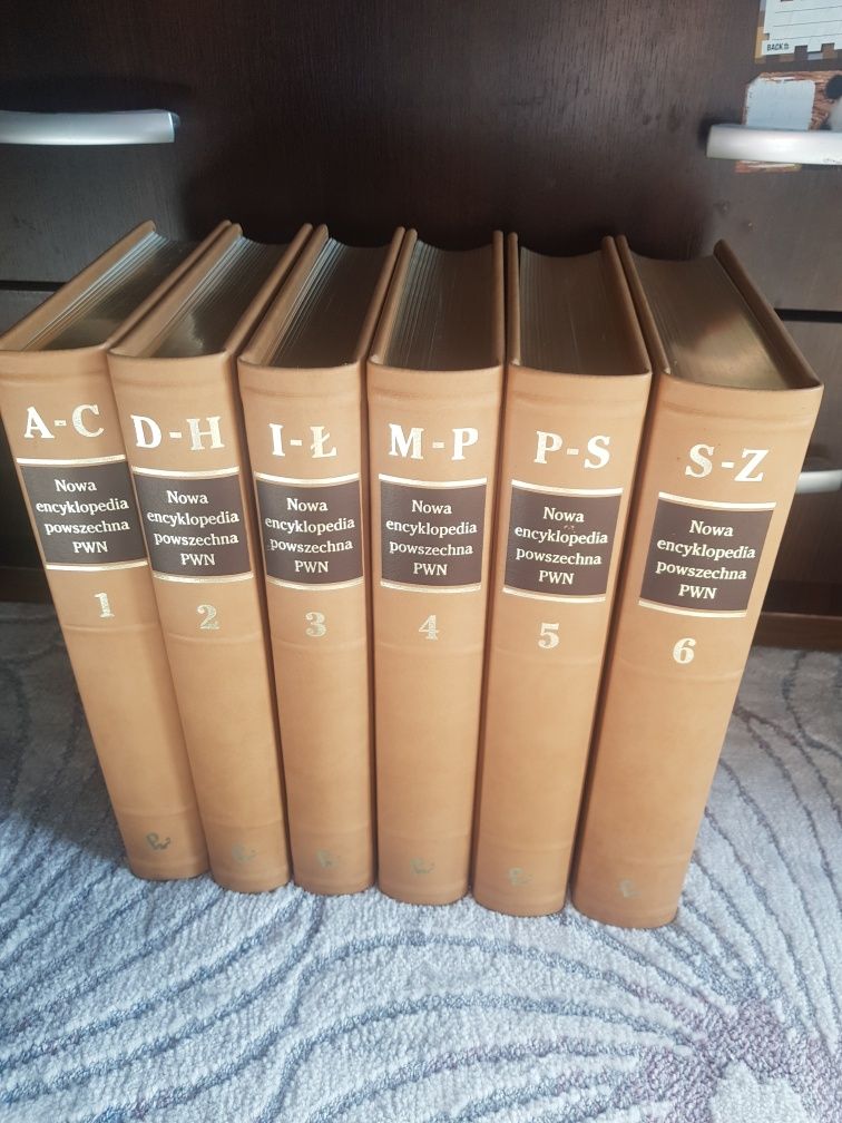 Encyklopedia PWN 6 tomów skórzana oprawa
