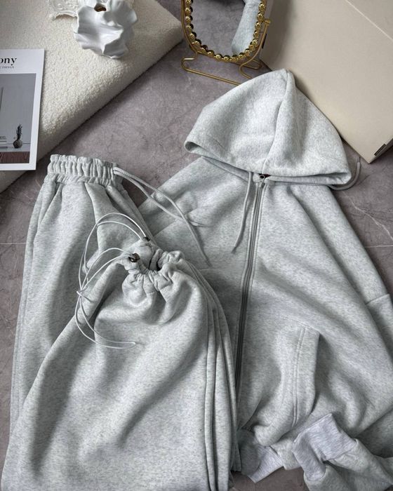 Жіночий обьемний спортивний костюм (Худі-зіп + Штани)