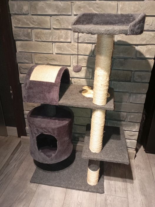 Duży drapak, wieża dla kota, budka, legowisko 103cm grafitowy