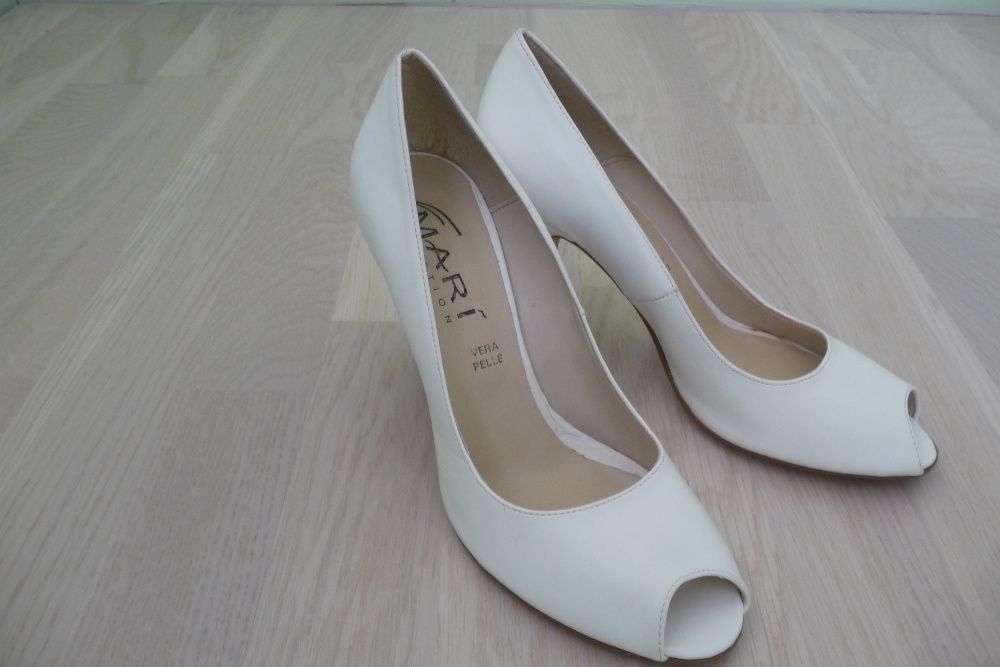 Белые женские туфли как свадебные 37 37,5 Vera Pelle Новые Италия