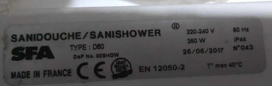 Bomba de Evacuação SFA SANISHOWER (Modelo D60), SFA LÍDER MUNDIAL.